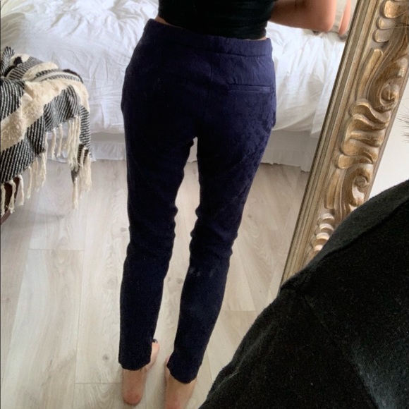 Navy Floral Dress Pants - Picture 4 of 5